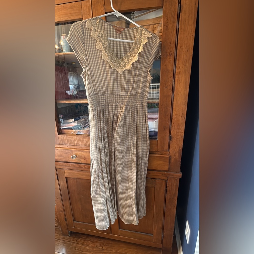 April Cornell Blue and Cream Checkered Dress